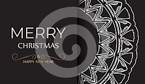 New Year's greetings card in black with a white pattern.