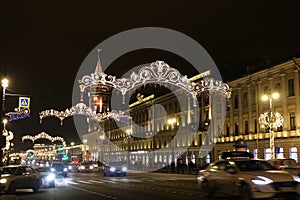 New Year`s illumination of Nevsky Prospekt