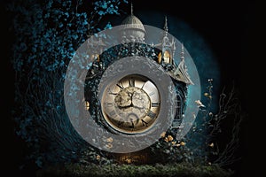 New Year\'s at midnight - Fairy antique clock