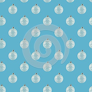 New Year`s pattern.modern style isometric pattern. white Christmas tree balls photo