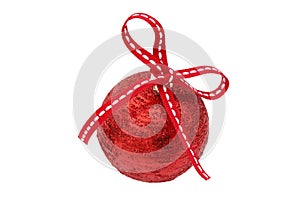 New Year's red ball with a red bow