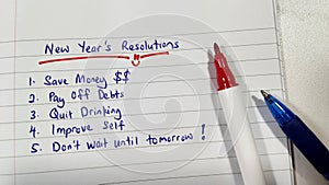 New year`s resolutions and goal setting
