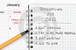 New Year's resolutions listed