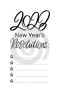 New Year\'s resolutions template. List of goals and wishes. Motivational and inspirational card.