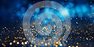 New Year\'s sparkles on a dark blue background. Festive background. blurry bokeh in the background