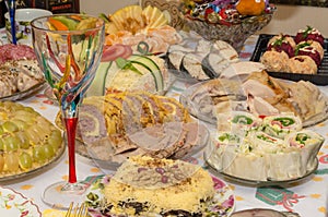 New Year`s table made by delicious food