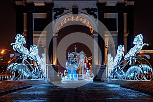 New Year`s Triumphal Arch in Moscow