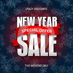 New Year sale badge, label, promo banner template. Special offer