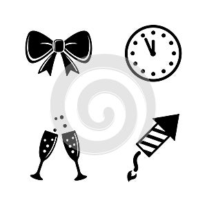 New Year. Simple Related Vector Icons