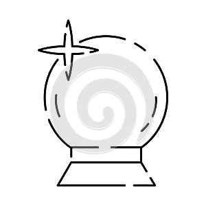 New Year snow globe line icon. linear style sign for mobile concept and web design. Snow globe with a xmas tree outline vector