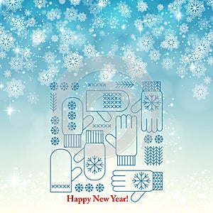 New Year snowflake retro background vector