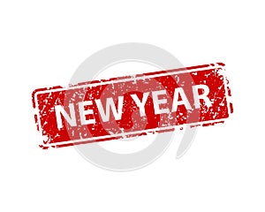 New year stamp vector texture. Rubber cliche imprint. Web or print design element for sign, sticker, label