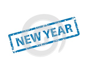 New year stamp vector texture. Rubber cliche imprint. Web or print design element for sign, sticker, label