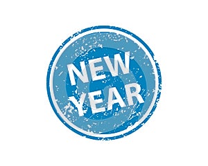 New year stamp vector texture. Rubber cliche imprint. Web or print design element for sign, sticker, label