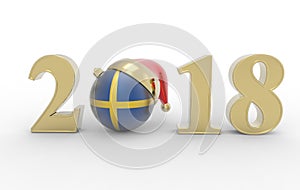 New year 2018 with sweed flag 3d