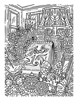 New Year Table Calendar Adults Coloring Page