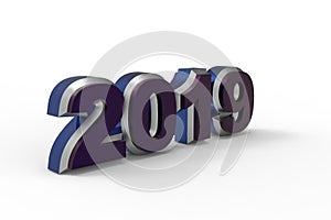 New year text 2019 3d rendering