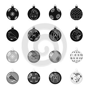 New Year Toys black,monochrome icons in set collection for design.Christmas balls for a treevector symbol stock web