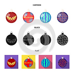 New Year Toys cartoon,black,flat icons in set collection for design.Christmas balls for a treevector symbol stock web