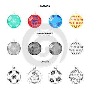 New Year Toys cartoon,outline,monochrome icons in set collection for design.Christmas balls for a treevector symbol