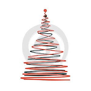 New year tree. Christmas pine vector. Hand drawn xmas silhouette. Cedar