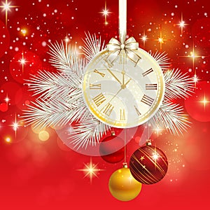 New year vector background with gold clock