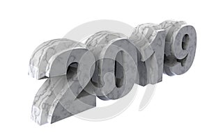 New year white marble text 2019 3d rendering