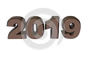 New year wooden text 2019 3d rendering