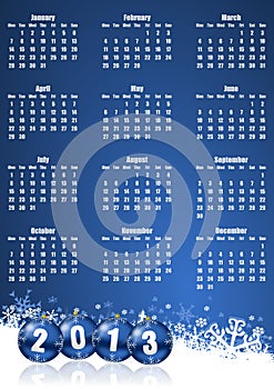 New years 2013 calendar