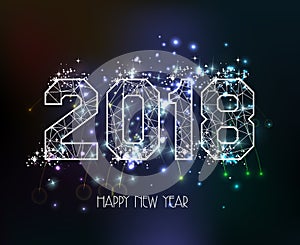 New Years 2018 polygonal line light Background