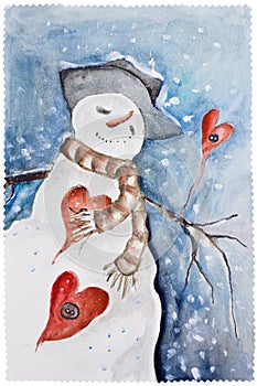 New Years amorous Snowman