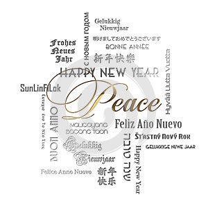 New Years Card Art Peace Lettering Languages photo