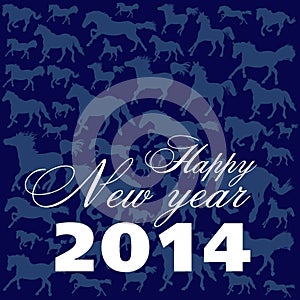 New Years card on a dark blue background