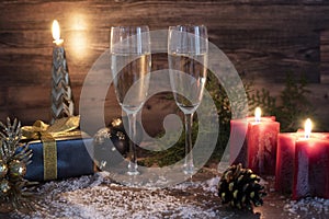 New years eve celebration background with champagne