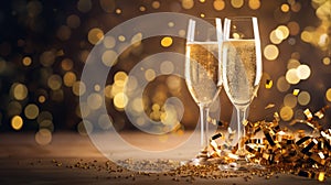 New Years Eve Celebration Background with Champagne