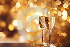 New Years Eve Celebration Background with Champagne