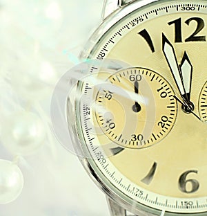 New years eve celebration with clock stock photo