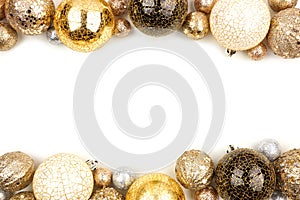 New Years Eve double border of gold, black and white ornaments over white