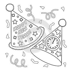 New Years Eve Party Hat Coloring Page for Kids