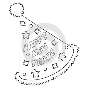 New Years Eve Party Hat Isolated Coloring Page
