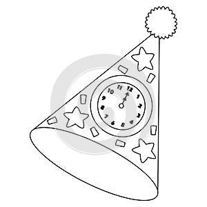 New Years Eve Party Hat Isolated Coloring Page