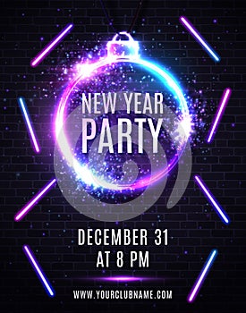 New Years eve party poster. Christmas decoration.