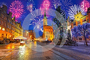 New Years firework display in Gdansk