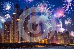 New Years fireworks display in Dubai, UAE