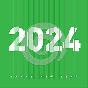 New years poster with modern art. Happy New Year 2024. Number with a temporary malfunction. Inscription glitch effect