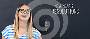 New years resolution with happy young woman