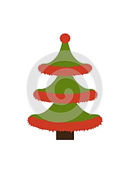 New Years Tree Made of Tinsel Vector Illustration