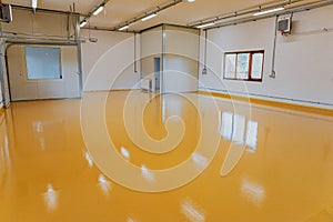 New yellow epoxy floor in factory