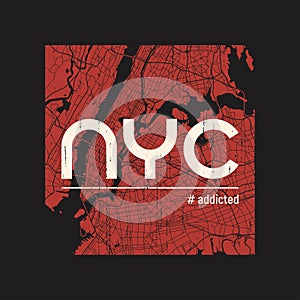 New York addicted t-shirt and apparel vector design, print, typo