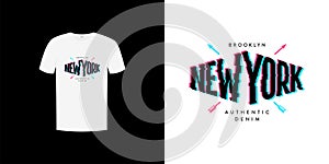 New york anaglyph shirt print vector Illustration